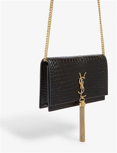 ysl saint laurent croc embossed tassel chain bag|Shop Saint Laurent Small Kate Crocodile.